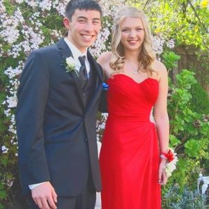 Red Floor Length Fancy Dress